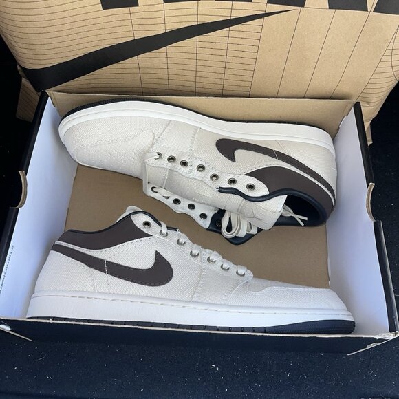 NEW Nike Air Jordan 1 Low Pale Ivory Baroque Brown IB8058-110 Men Size 14 main image 6